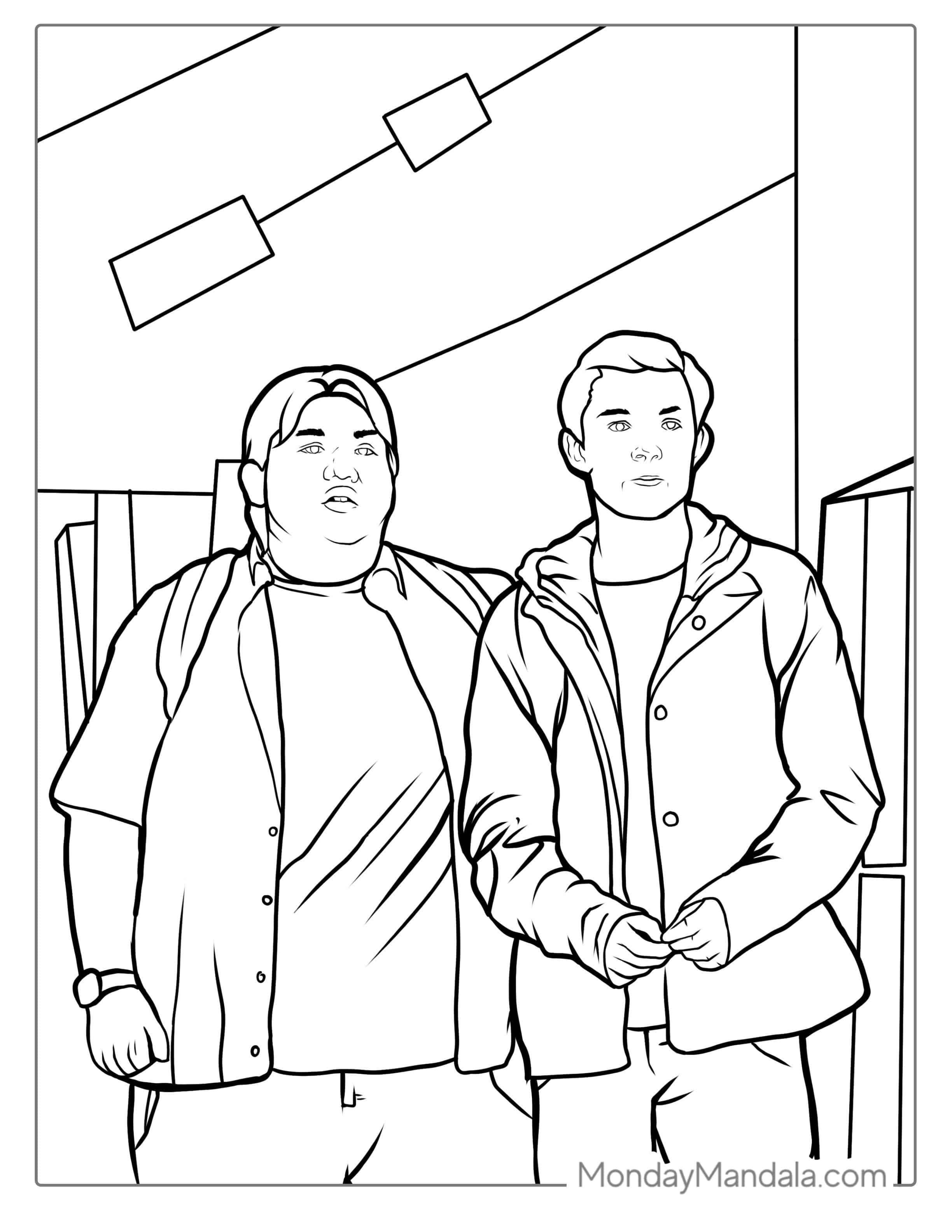 Spider-Man And Ned Leeds Coloring Sheet coloring page — printable line art