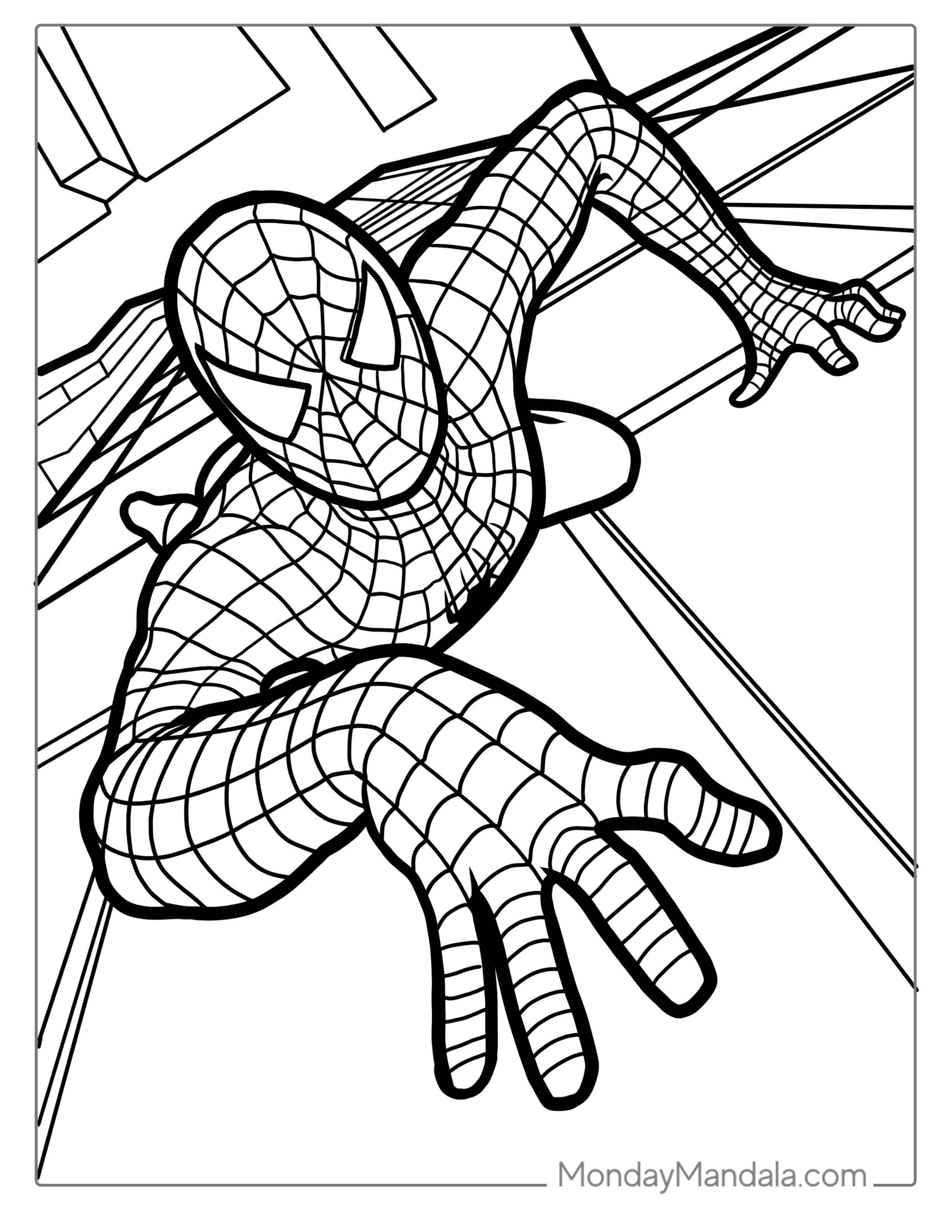 Spider-Man Scaling Skyscraper Coloring Page coloring page