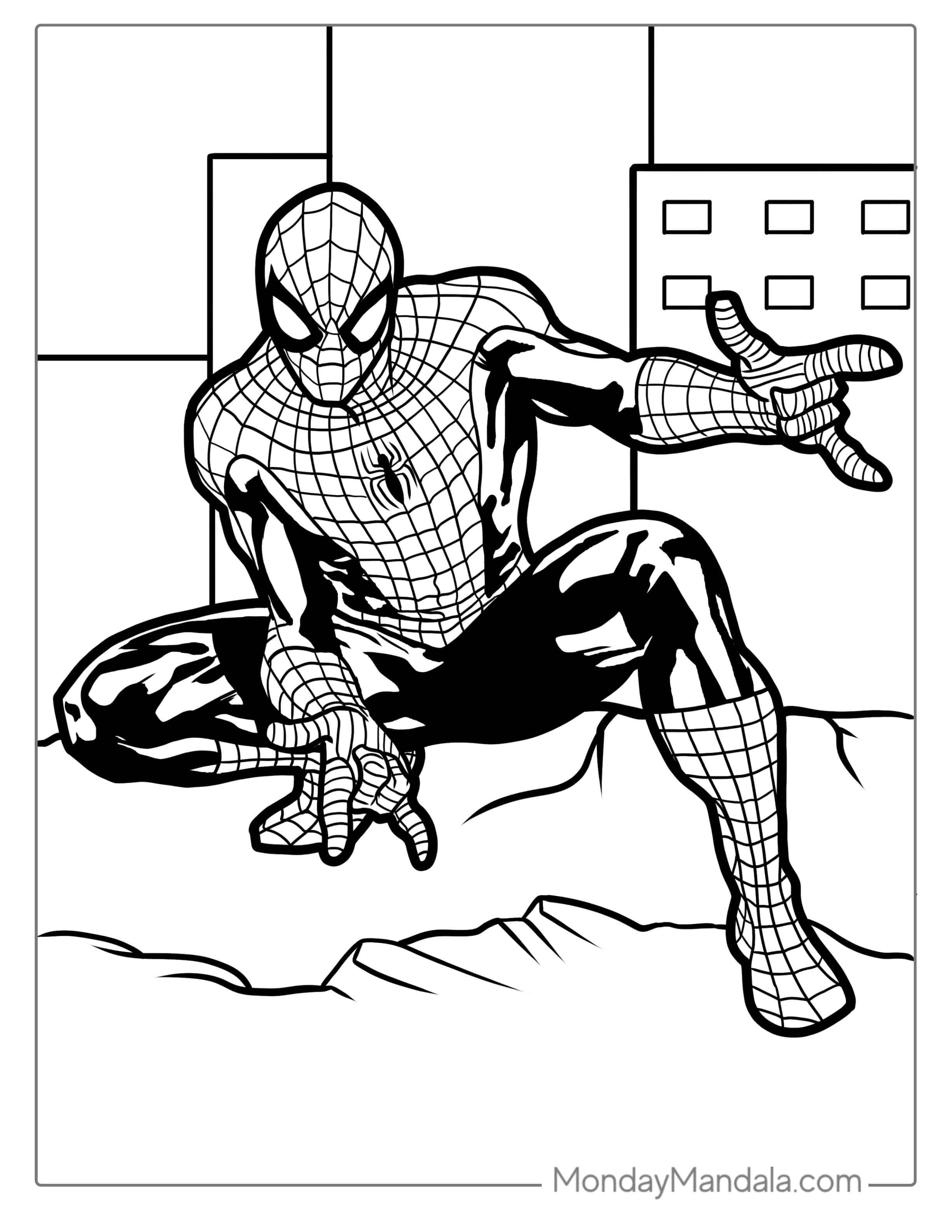 Spider-Man With Web Shooter Pose Coloring In coloring page