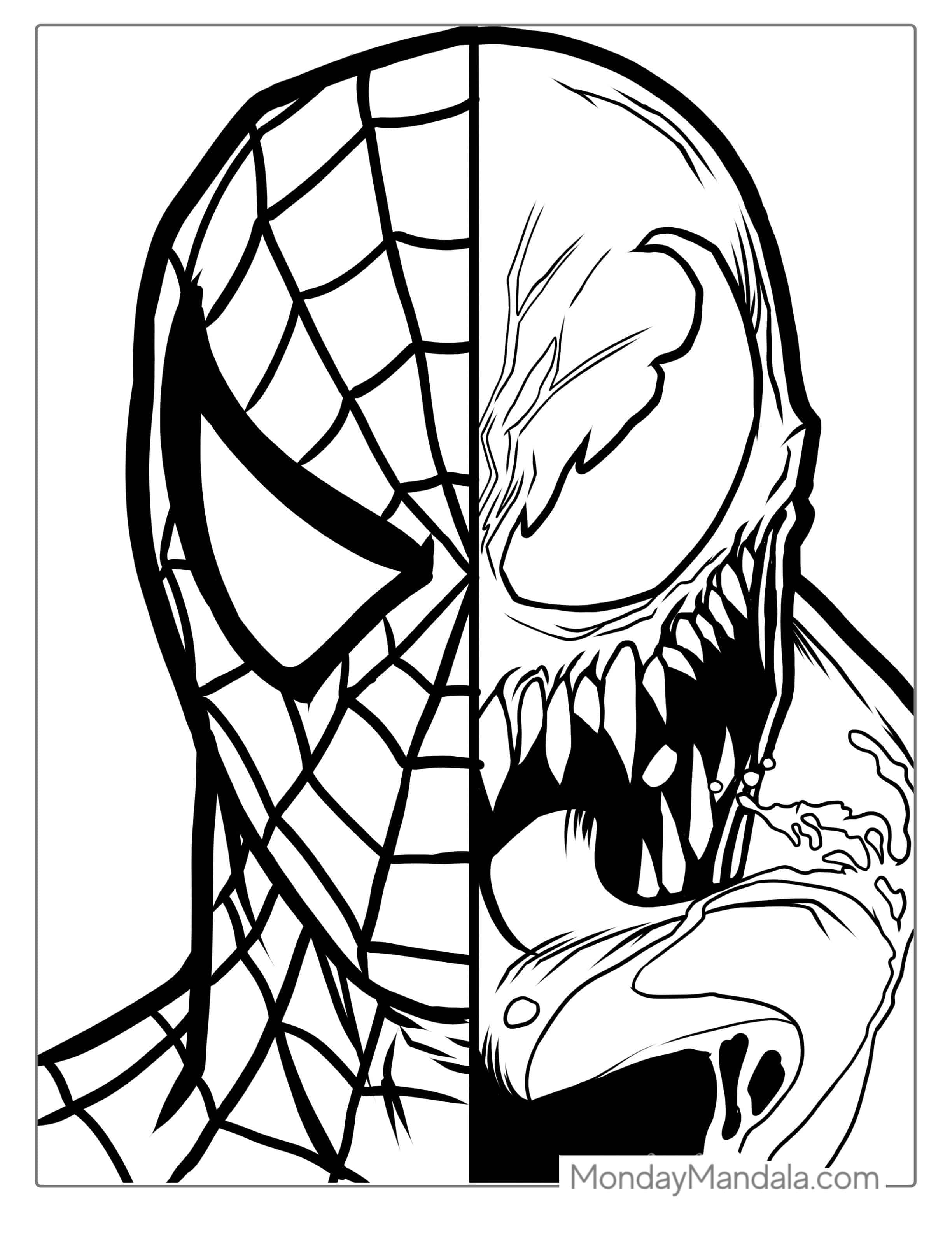 Venom And Spider-Man Detailed Coloring Page coloring page