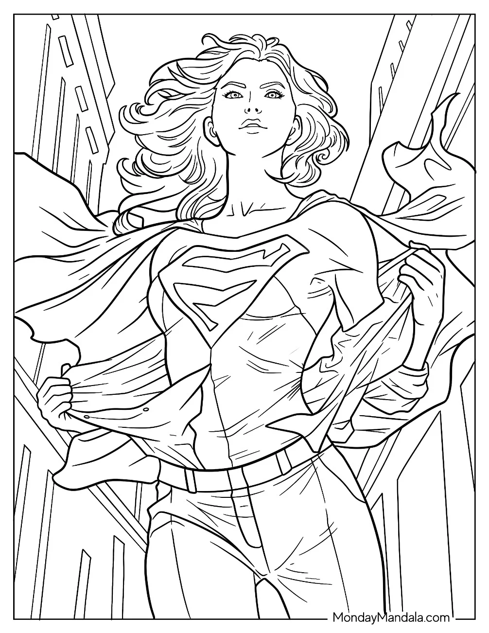 Kara Zor El Turning Into Supergirl Coloring Page coloring page
