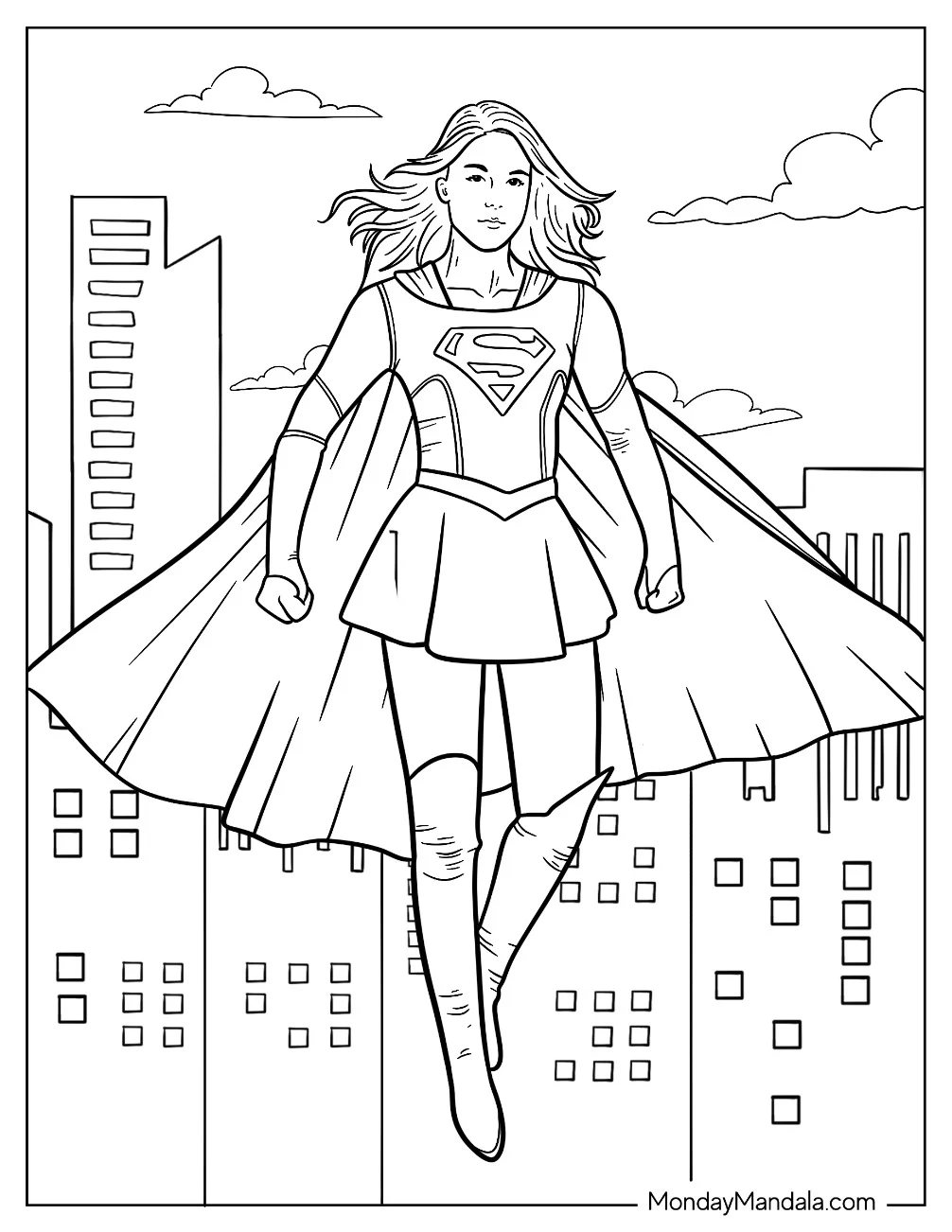 Realistic Kara Zor El Supergirl Coloring Page coloring page