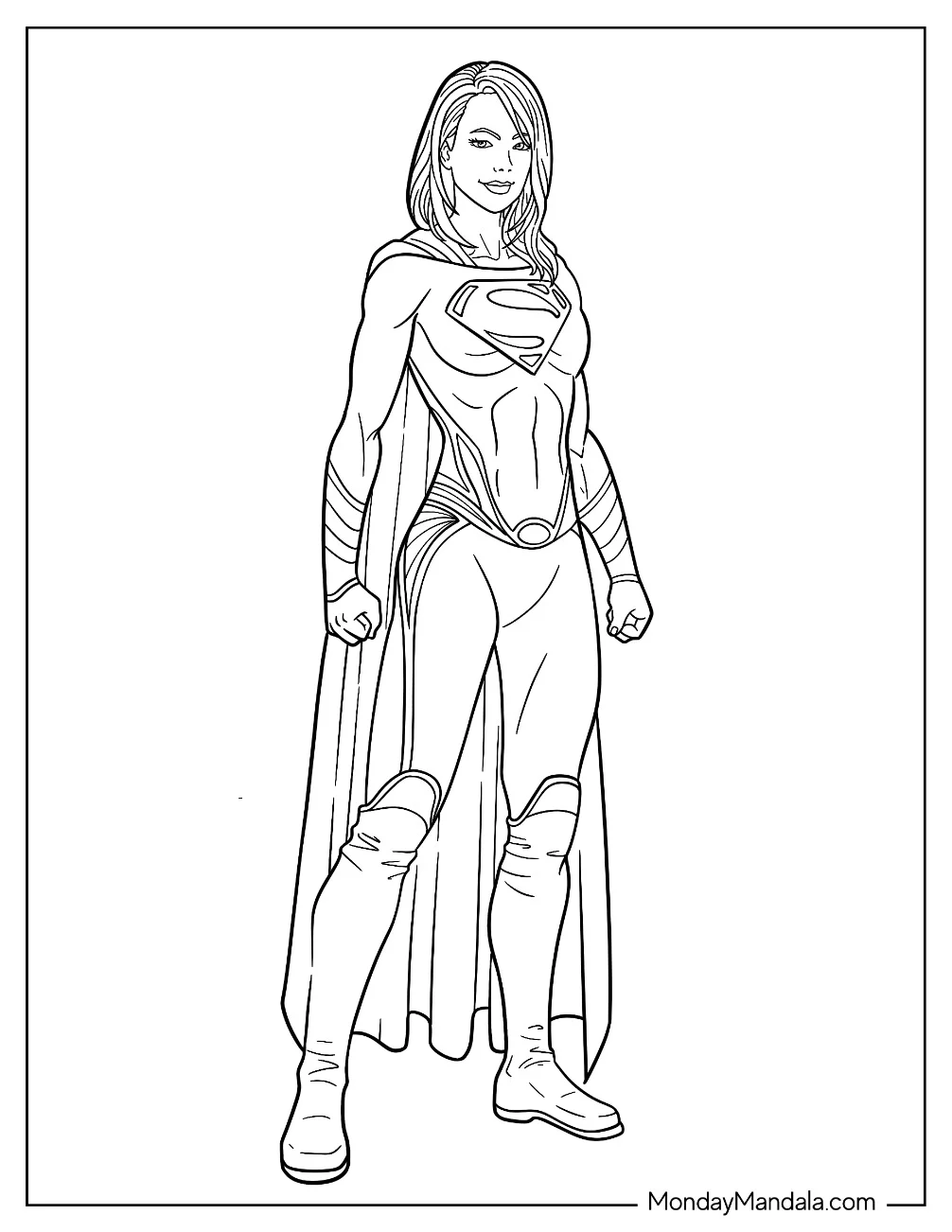 Simple Supergirl Coloring Page For Kids coloring page