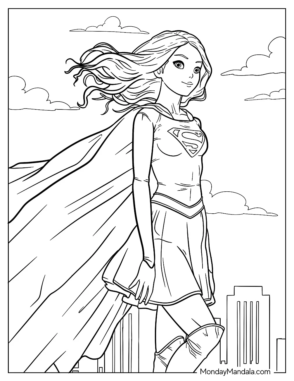 Young Kara Zor El Supergirl Coloring Page For Kids coloring page
