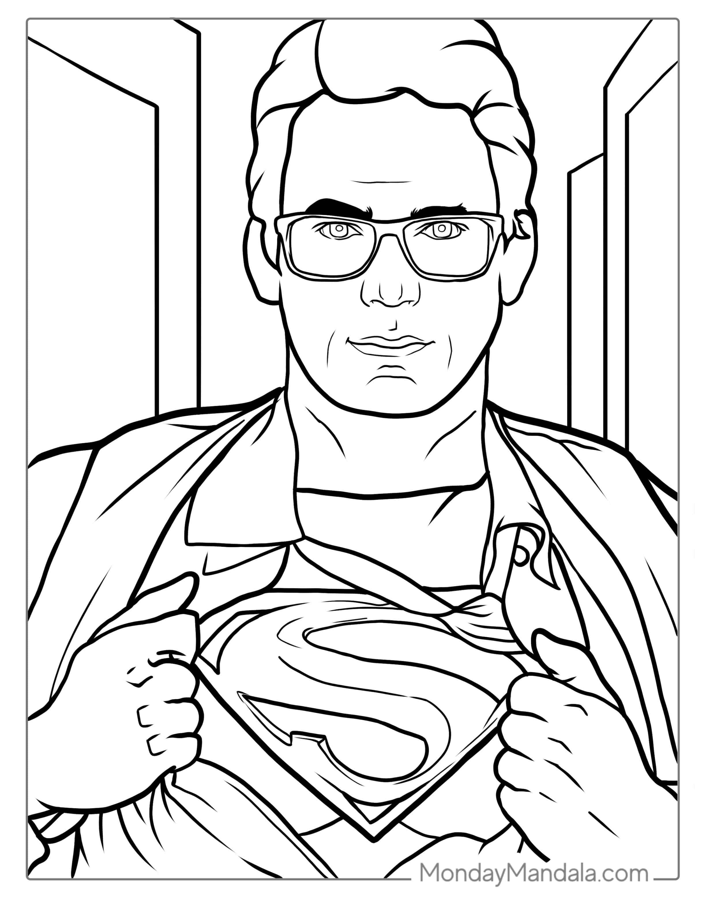 Clark Kent Turning Into Superman Coloring Page coloring page