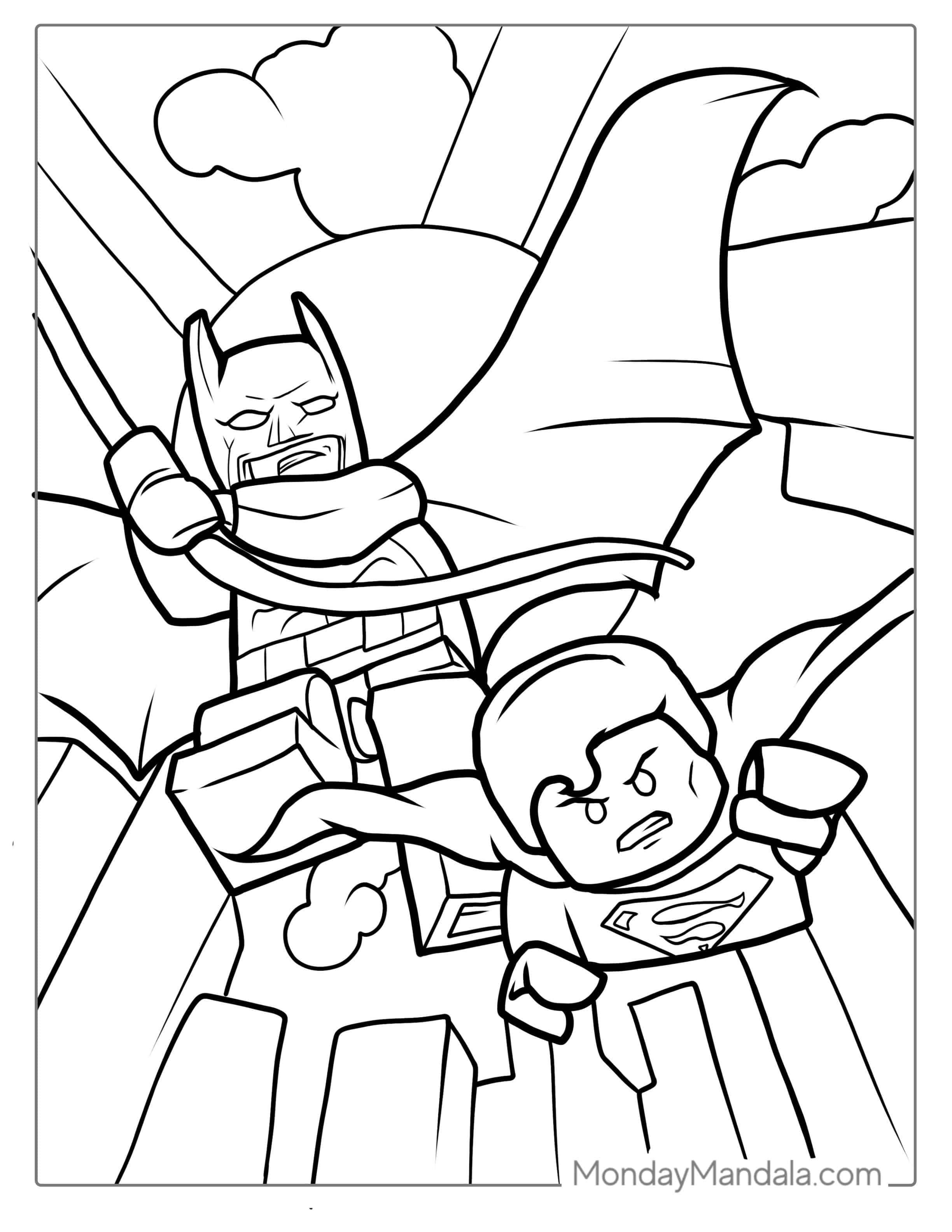 Lego Superman And Batman Coloring For Kids coloring page
