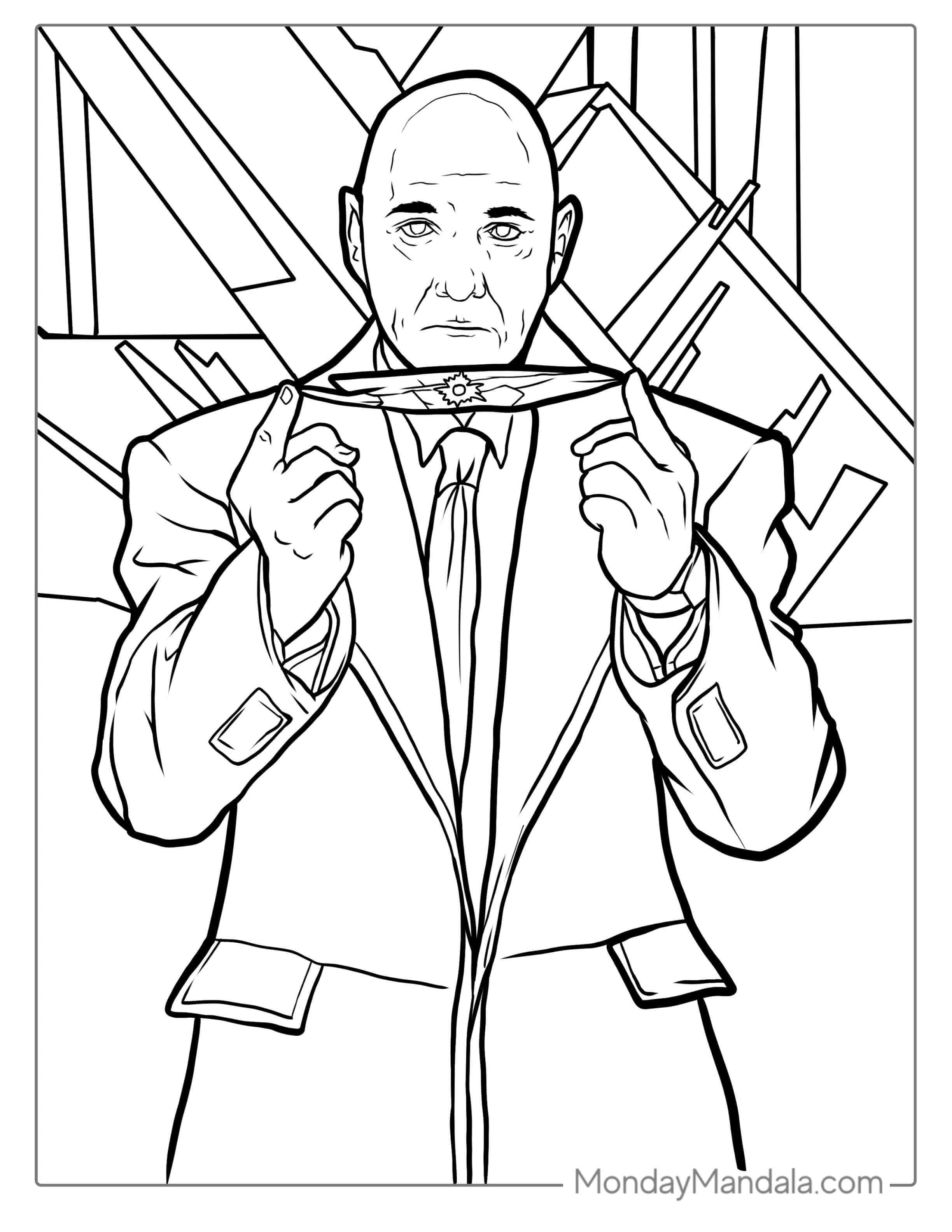 Lex Luther Holding Kryptonite Coloring Sheet coloring page — printable line art