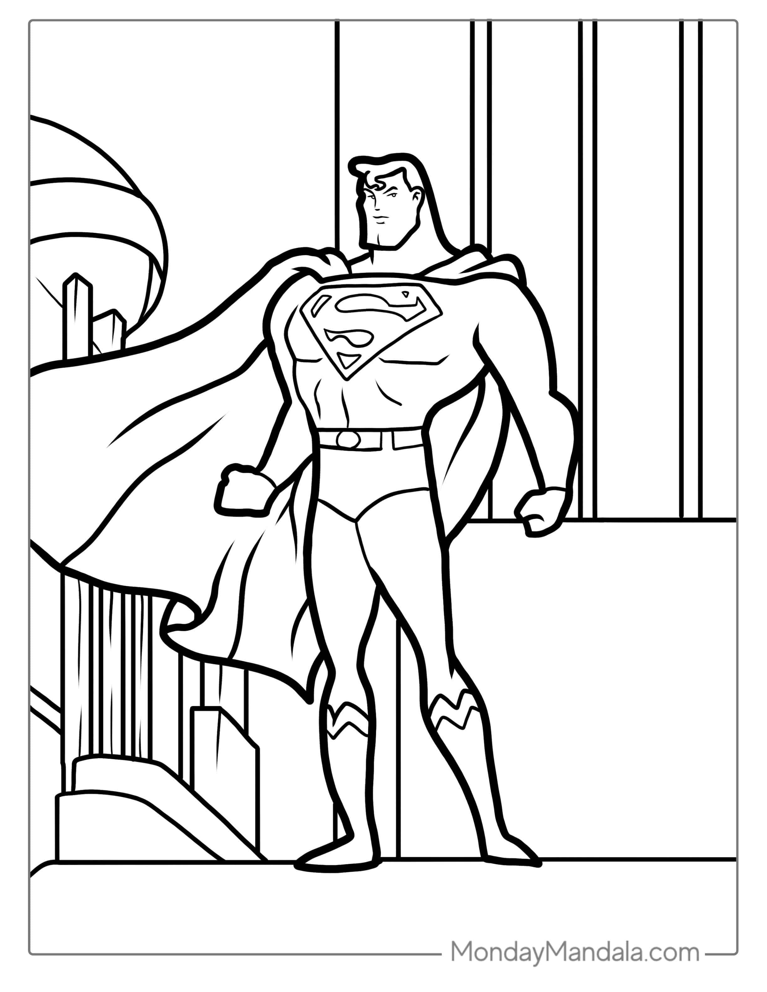 Simple Outline Of Superman To Color coloring page — printable line art