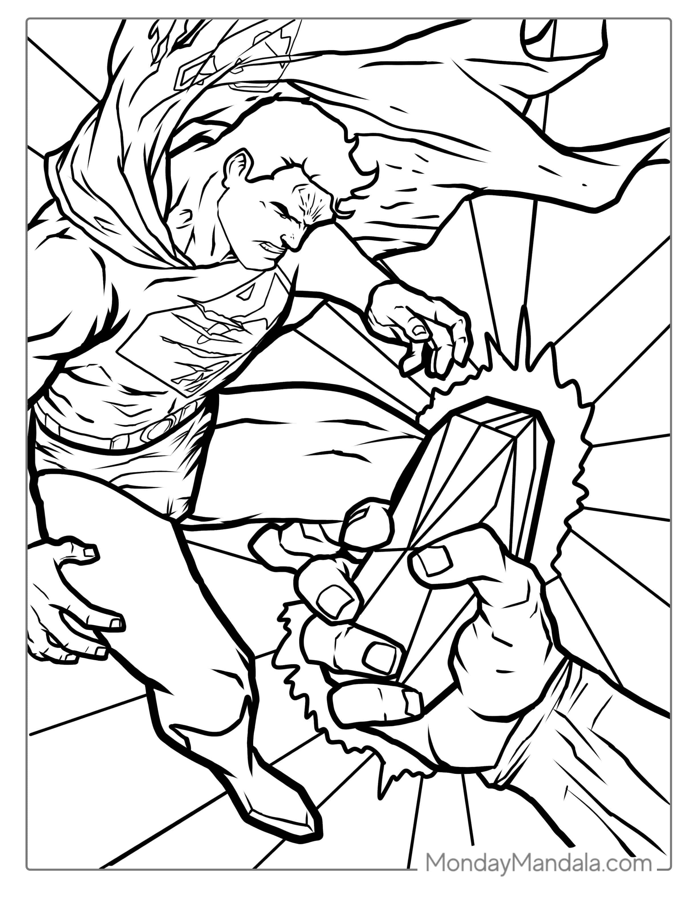 Superman And Kryptonite Coloring Page coloring page — printable line art