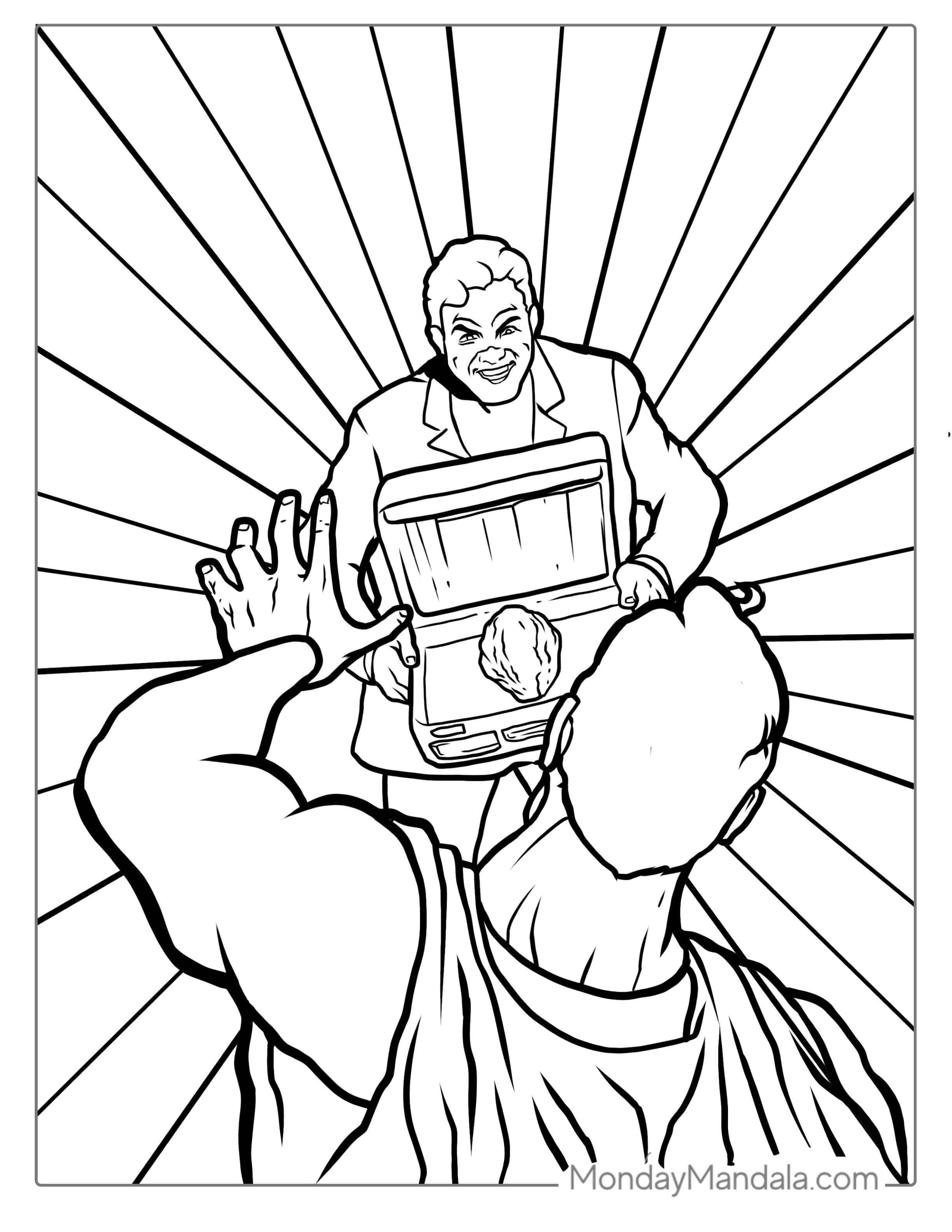 Superman Being Hurt By Kryptonite Coloring coloring page — printable line art