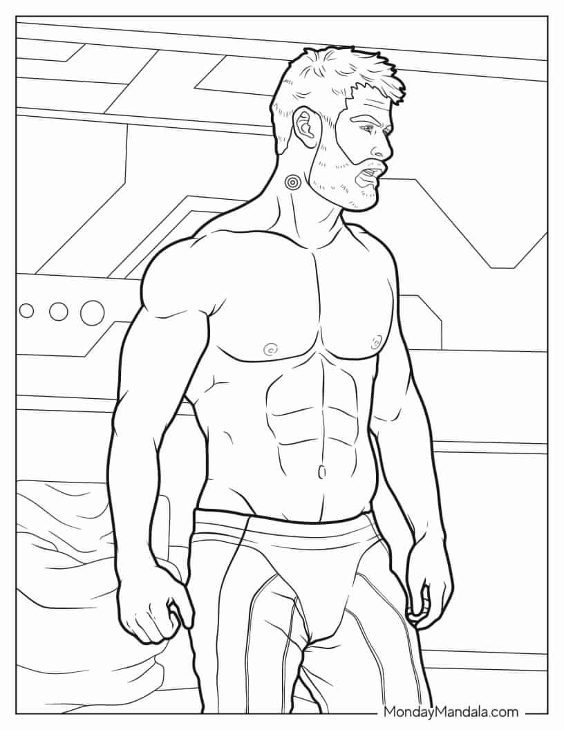 Chris Hemsworth As Thor To Color coloring page — printable line art