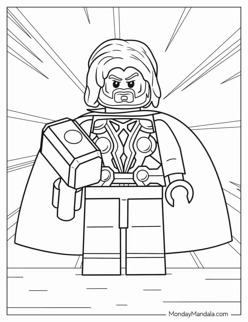 Lego Thor Coloring Page For Kids coloring page — printable line art