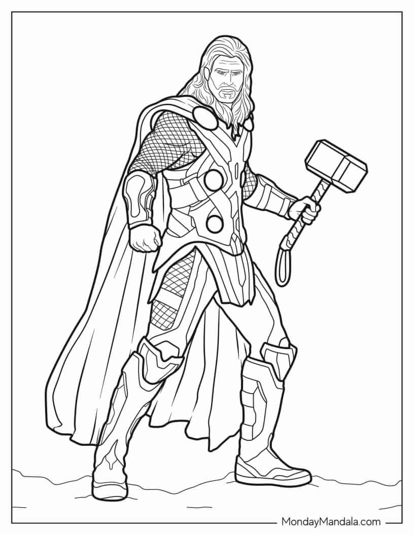 Simple To Color Thor Coloring Page coloring page