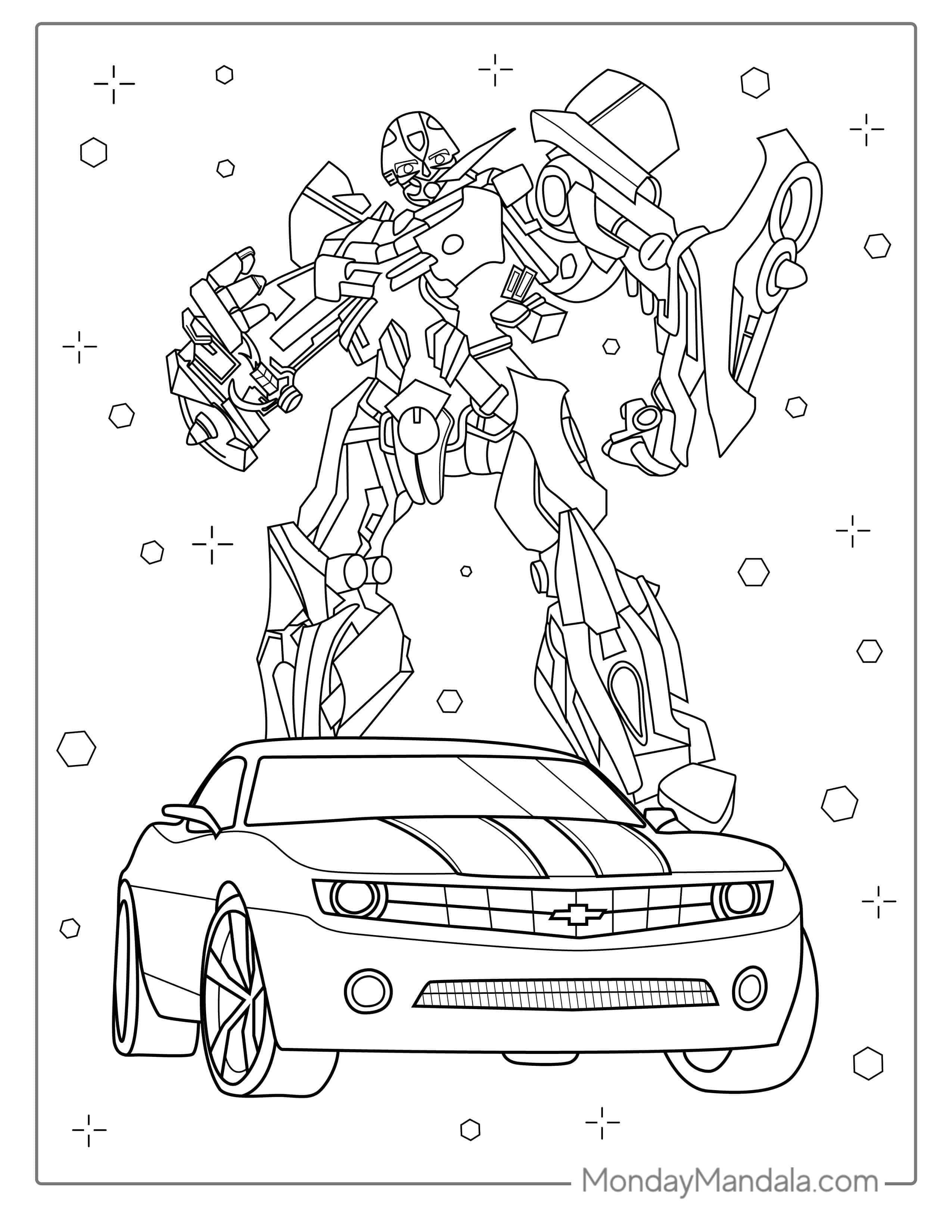 Bumblebee Transformer With Camaro Coloring Page coloring page