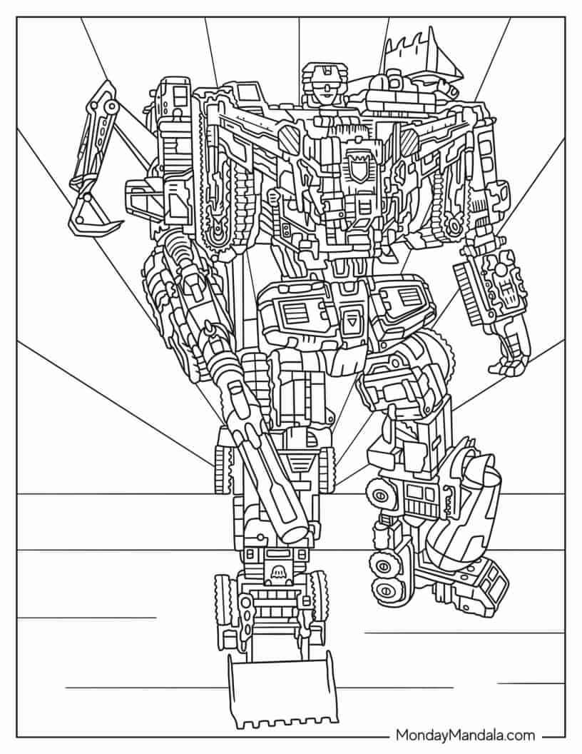 Detailed Long Haul In Autobot Form coloring page