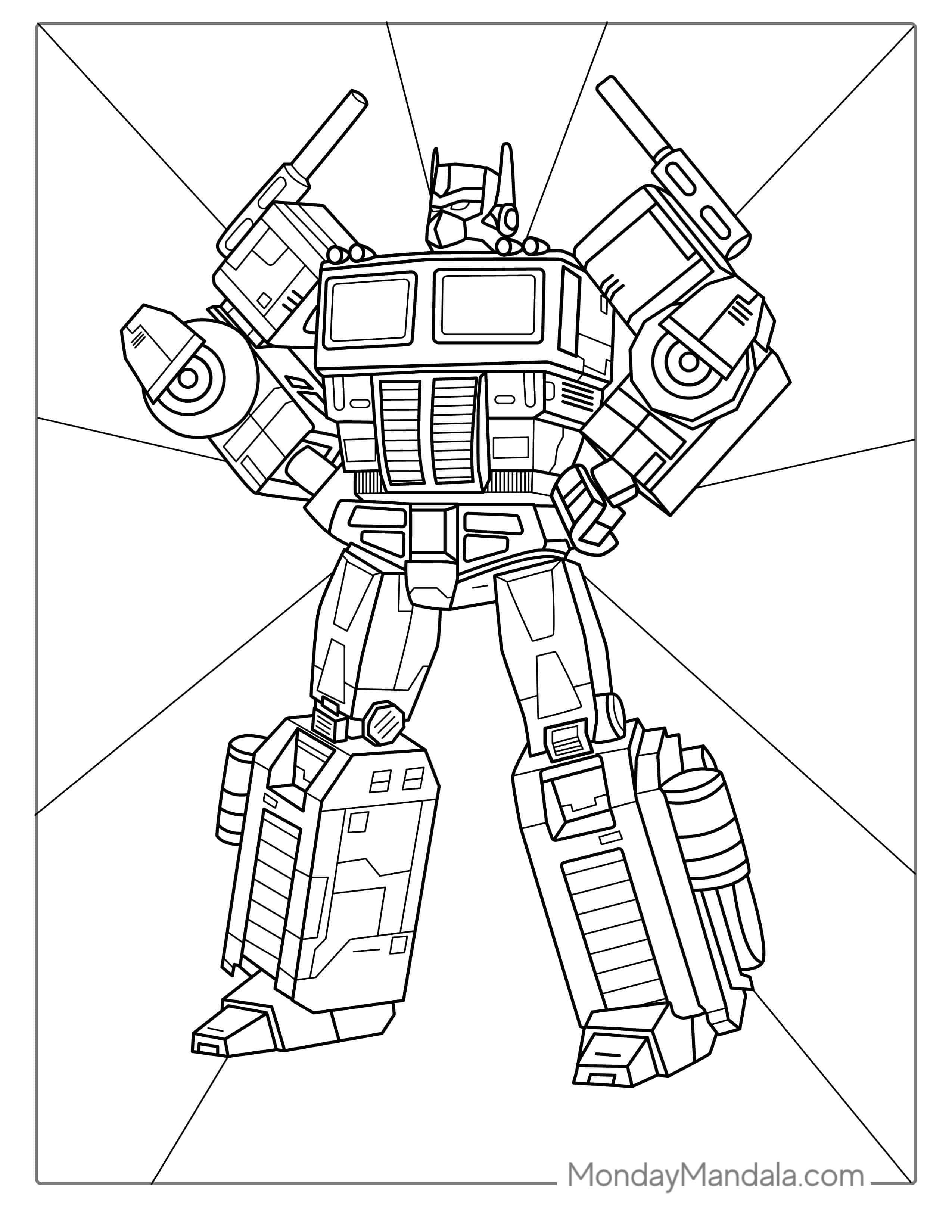 Detailed Optimus Prime Coloring Page For Adults coloring page