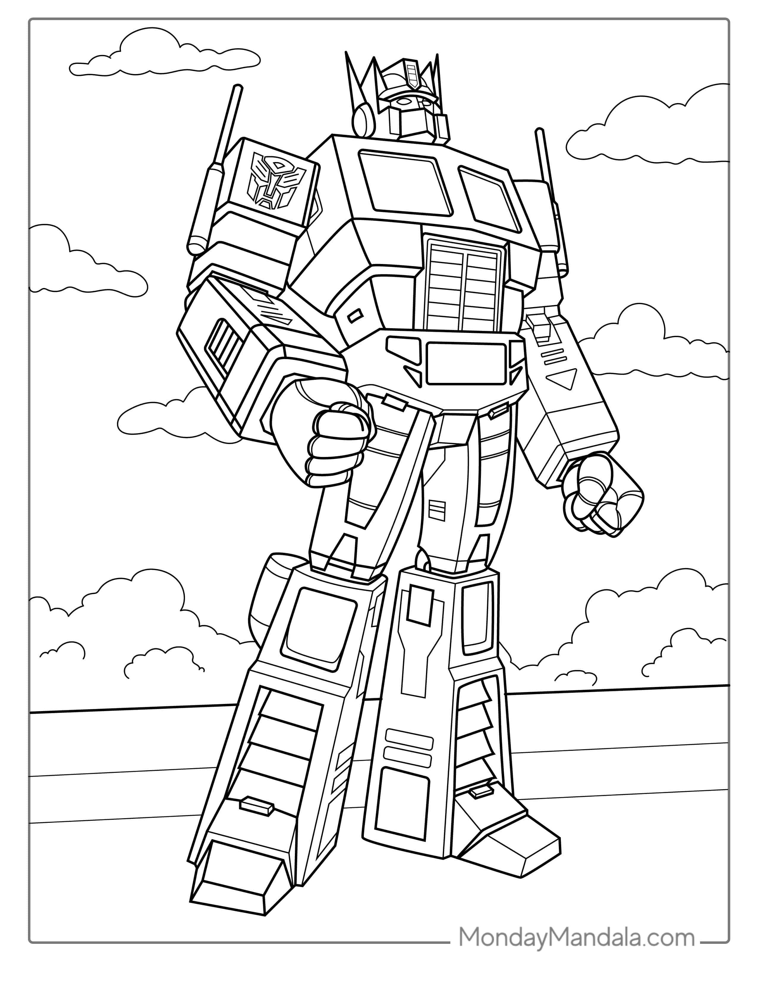 Detailed Optimus Prime Coloring Page coloring page