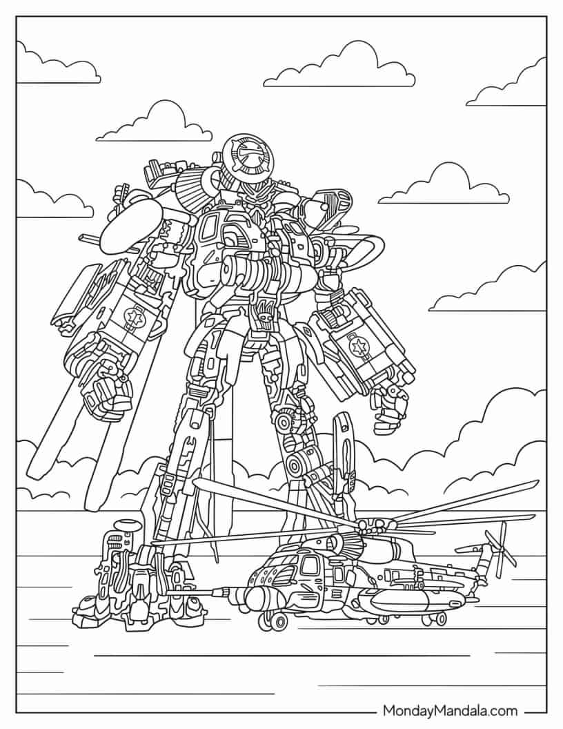 Detailed SS08 Stealth Transformer To Color coloring page — printable line art