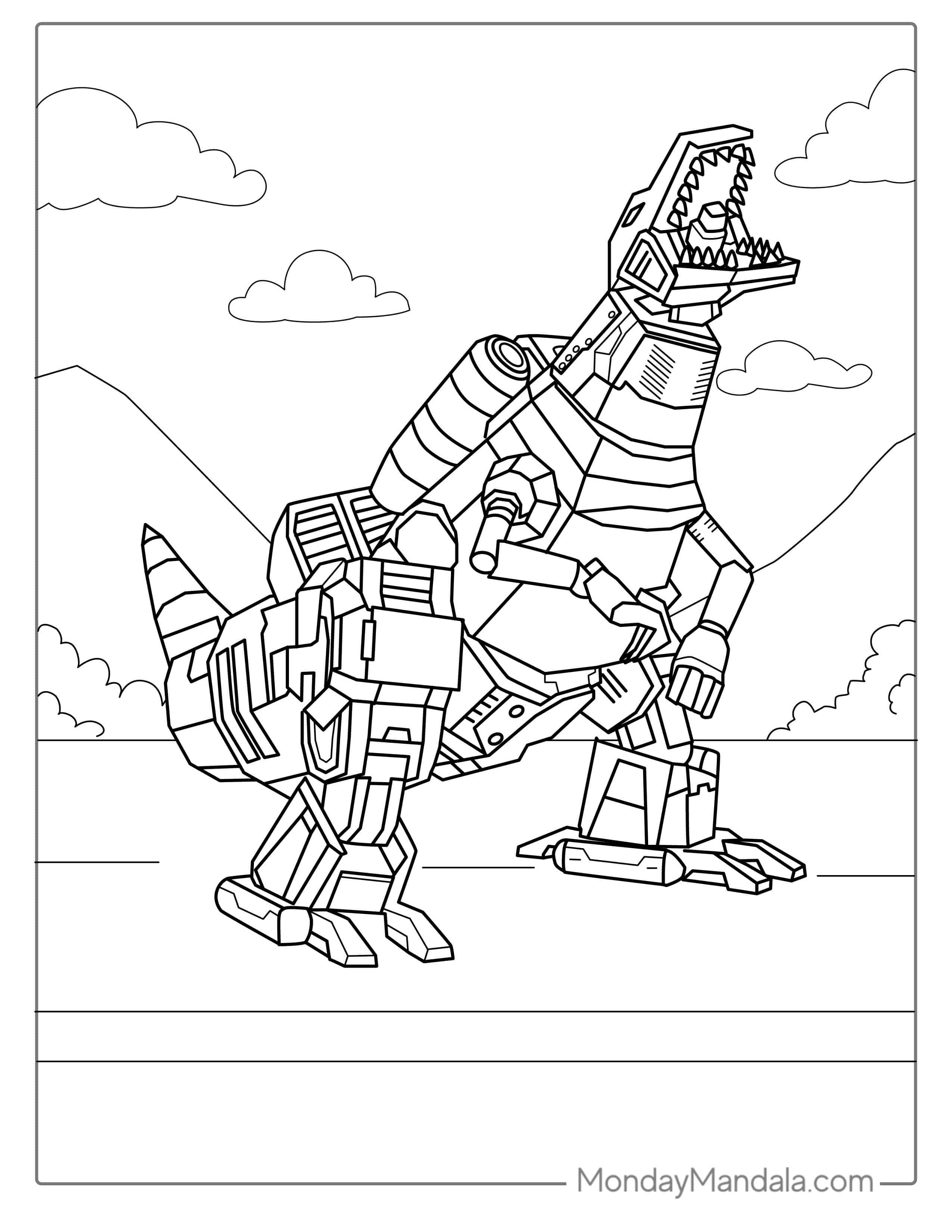 Grimlock Transformer Coloring Sheet coloring page — printable line art