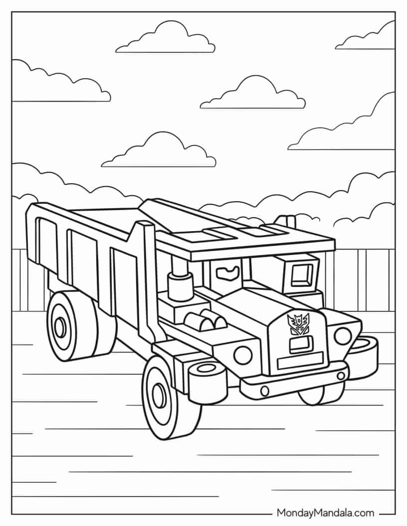Simple Long Haul Outline For Preschoolers coloring page — printable line art
