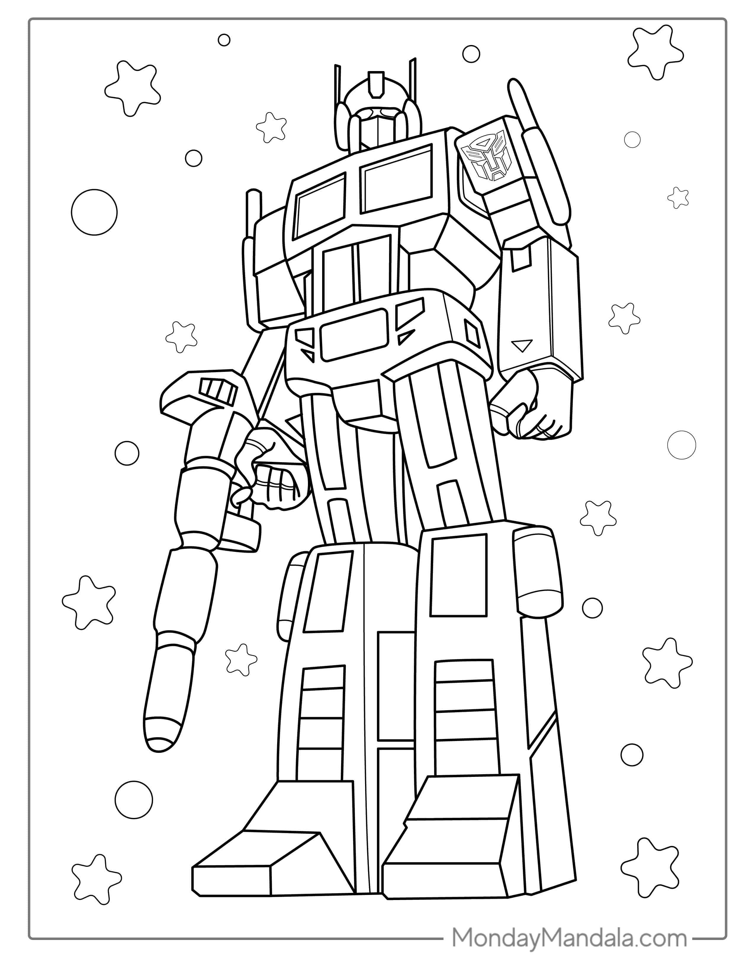 Simple Outline Of Optimus Prime Coloring Page coloring page — printable line art