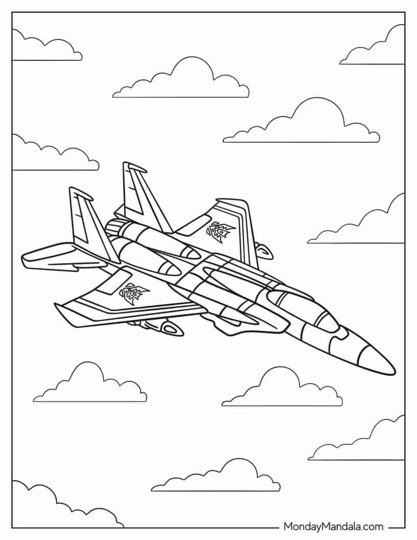 Starscream_s Earth Jet Mode To Color For Kids coloring page — printable line art