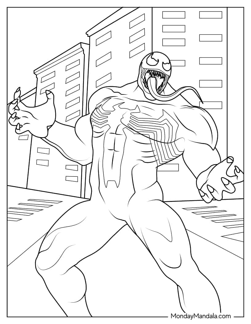 Scary Looking Venom With Tongue Out coloring page