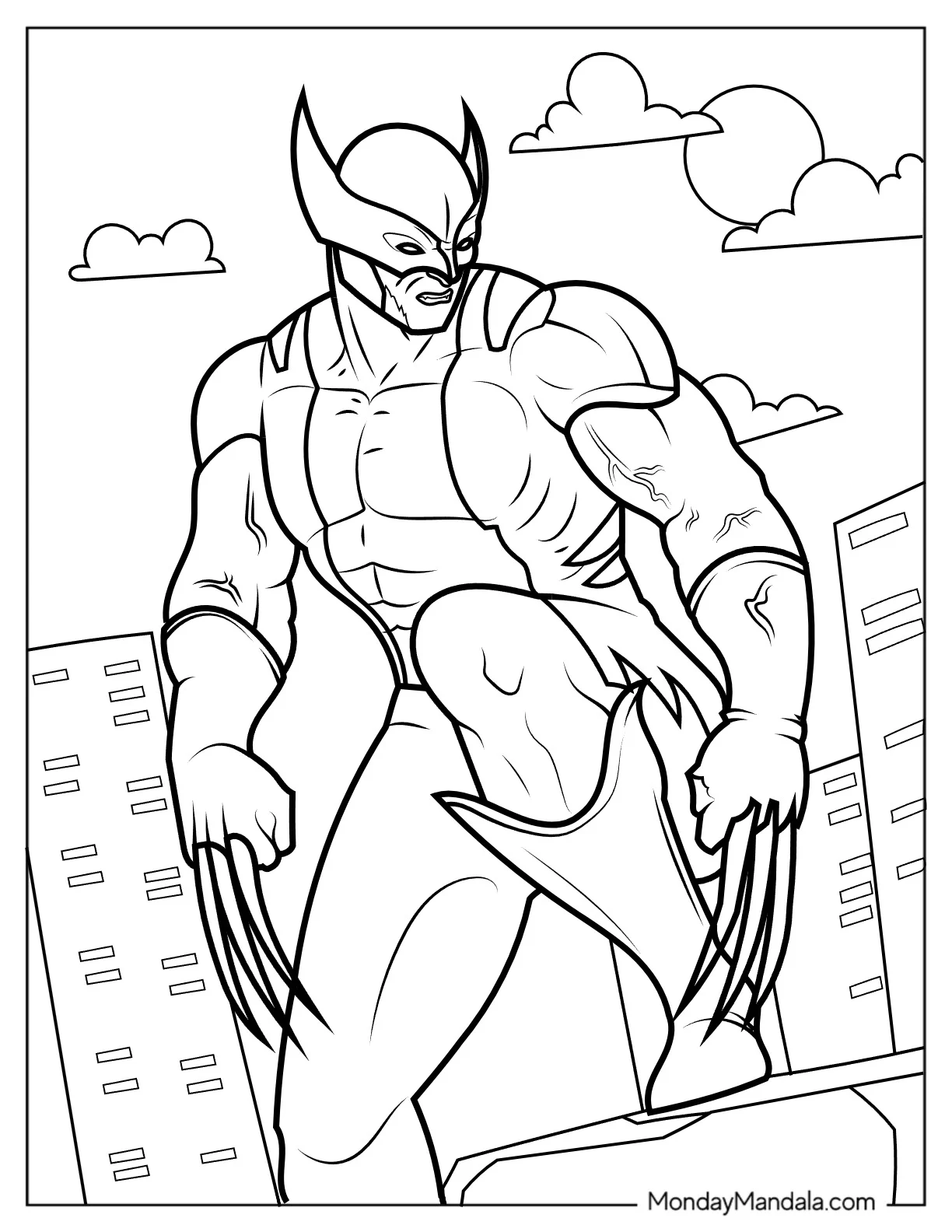 Comic Wolverine Coloring Page coloring page — printable line art