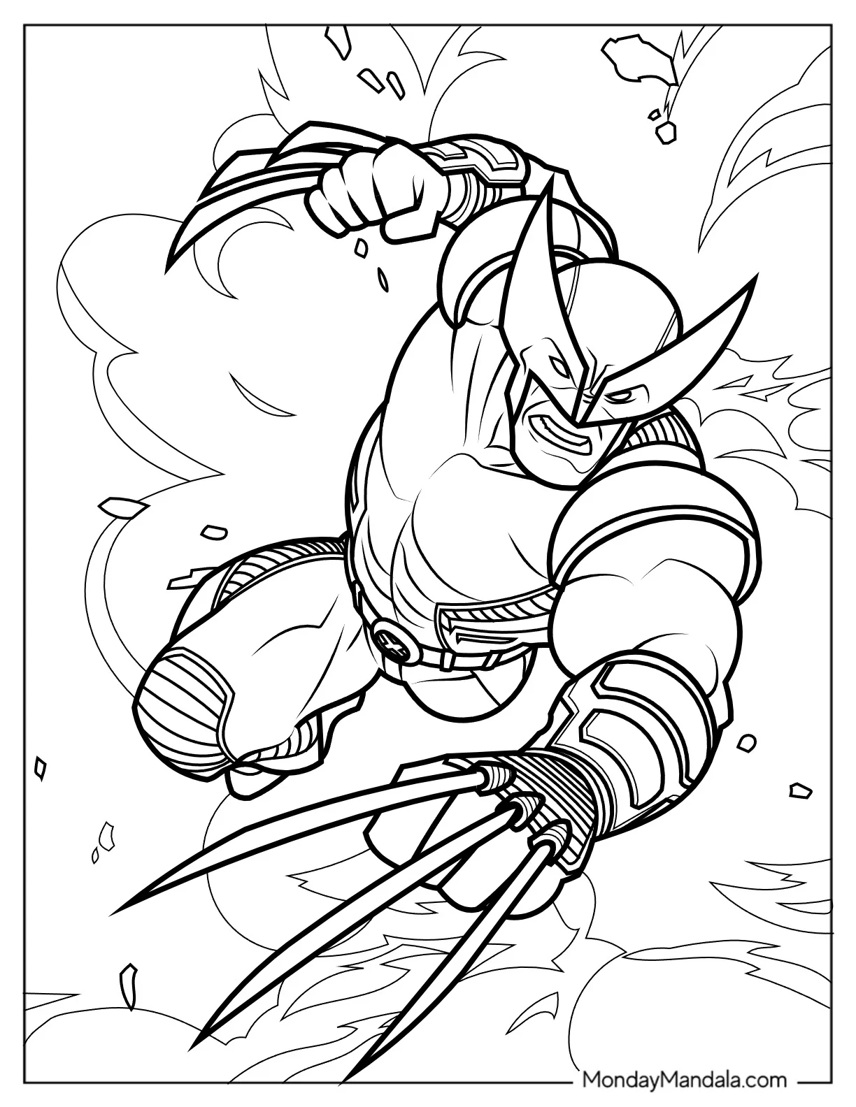 Detailed X Men Wolverine Coloring In For Kids coloring page