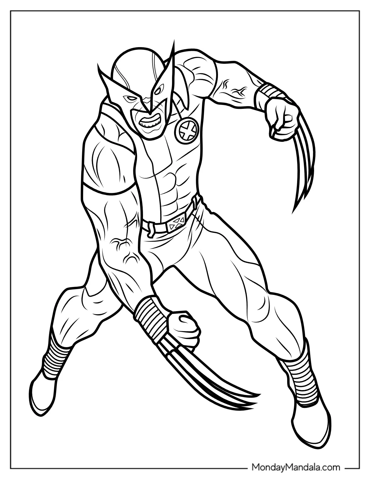 Hugh Jackman Wolverine In X Men coloring page — printable line art