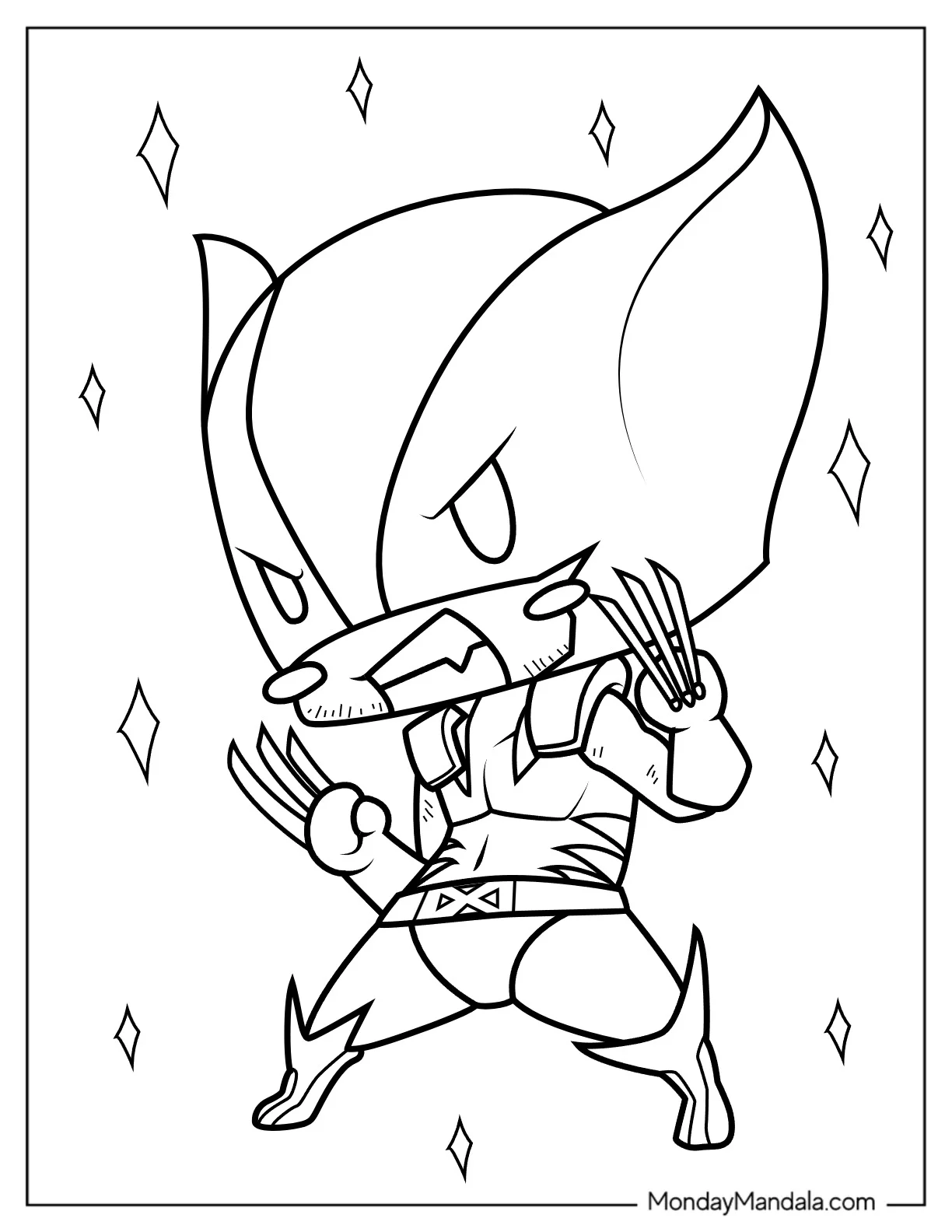 Kawaii Wolverine Coloring In coloring page