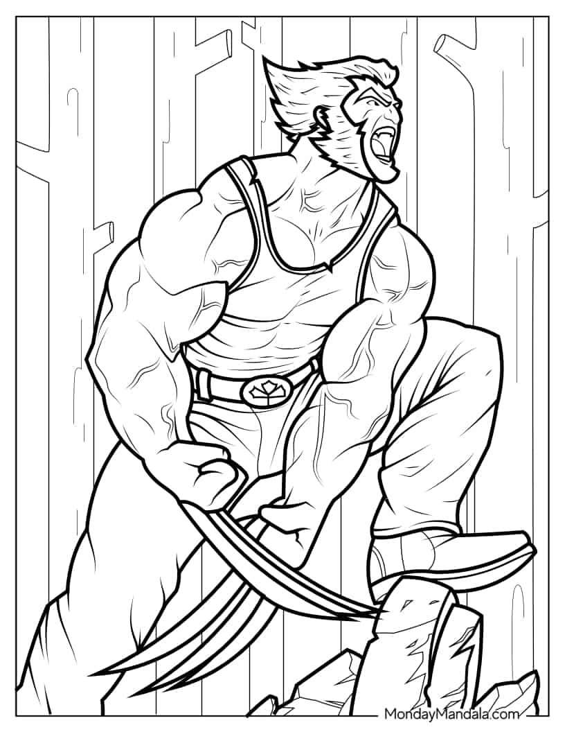 Muscular Wolverine Coloring Sheet coloring page
