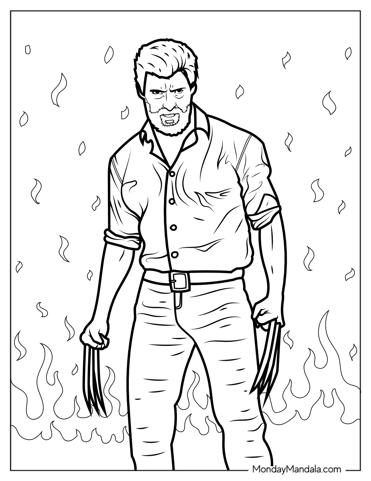 Realistic Logan Wolverine Coloring Page V2 coloring page