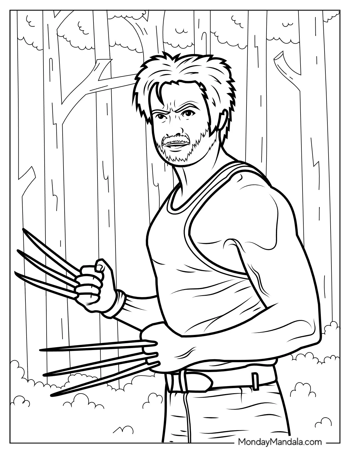 Realistic Wolverine In Forest Coloring Page coloring page