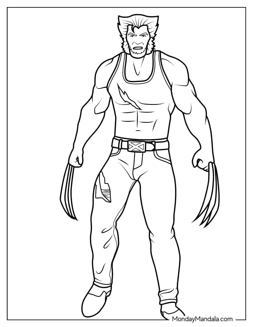 Simple Outline Of Logan Wolverine Coloring Page coloring page