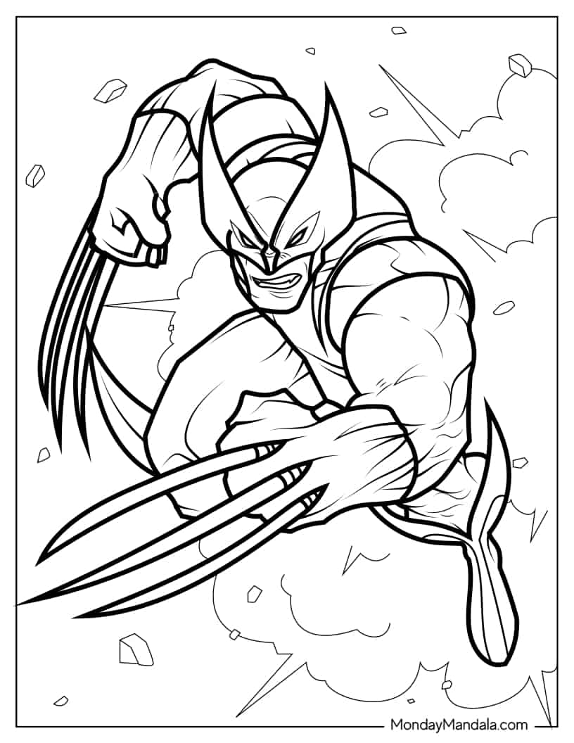 Wolverine In Fighting Stance coloring page