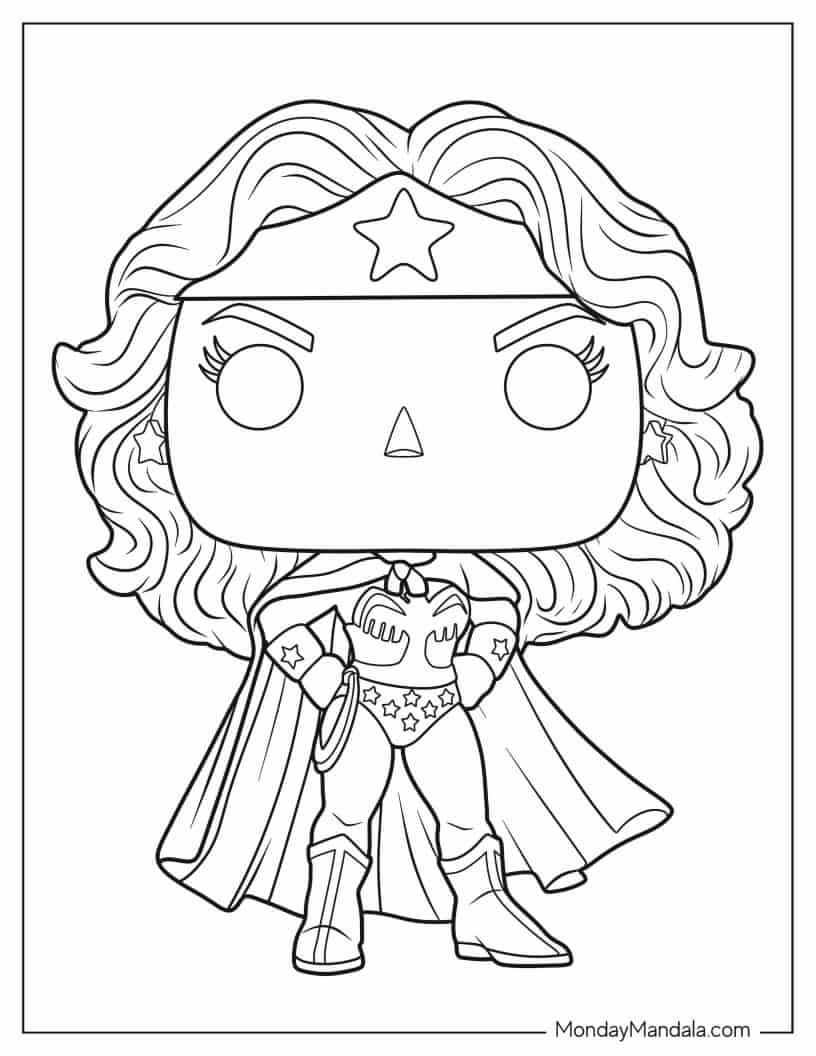 Funko Pop Wonder Woman To Color coloring page