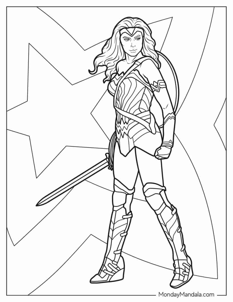 Gal Gadot As Wonder Woman To Color coloring page