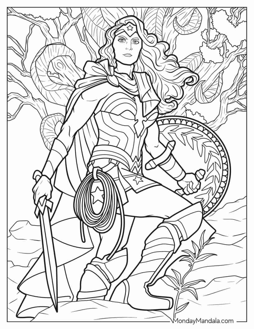 Intricate Wonder Woman Coloring Sheet coloring page