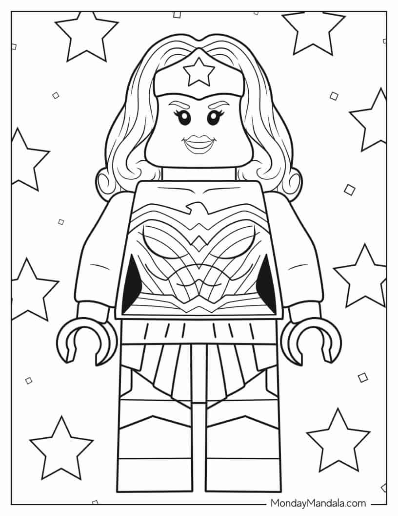 Lego Wonder Woman Coloring Sheet coloring page