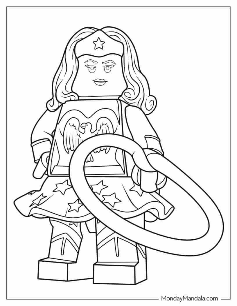 Lego Wonder Woman With Lasso Of Truth coloring page