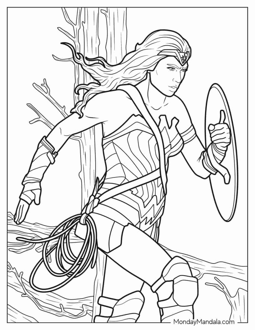 Wonder Woman Running Into Danger coloring page