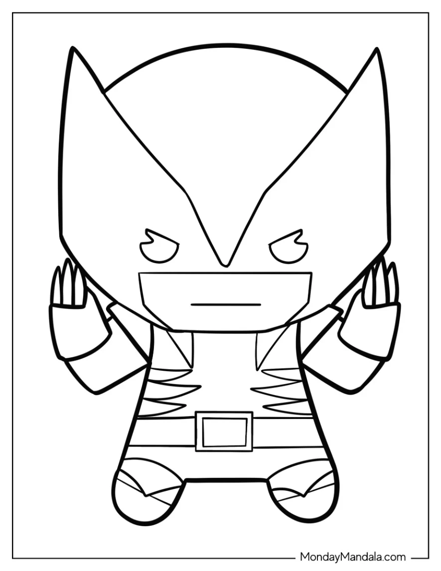 Chibi X-Men Coloring Page Of Wolverine For Kids coloring page — printable line art