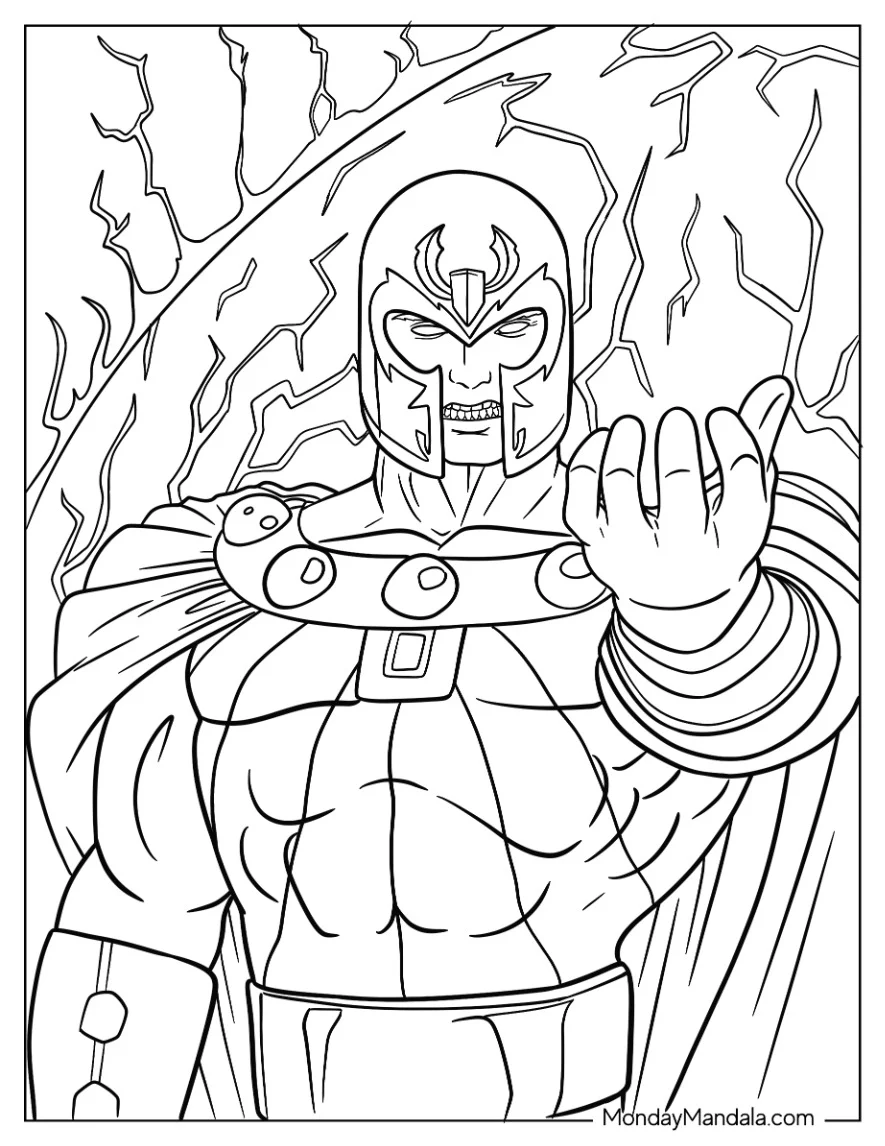 X-Men Coloring Page Of Angry Magneto Creating Force Field coloring page
