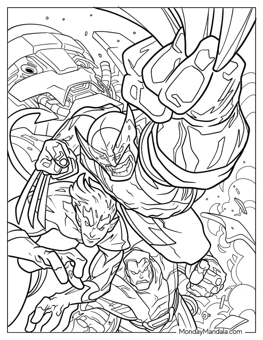 X-Men Coloring Page Of Comics Wolverine, Nightcrawler, And Piotr Rasputin coloring page