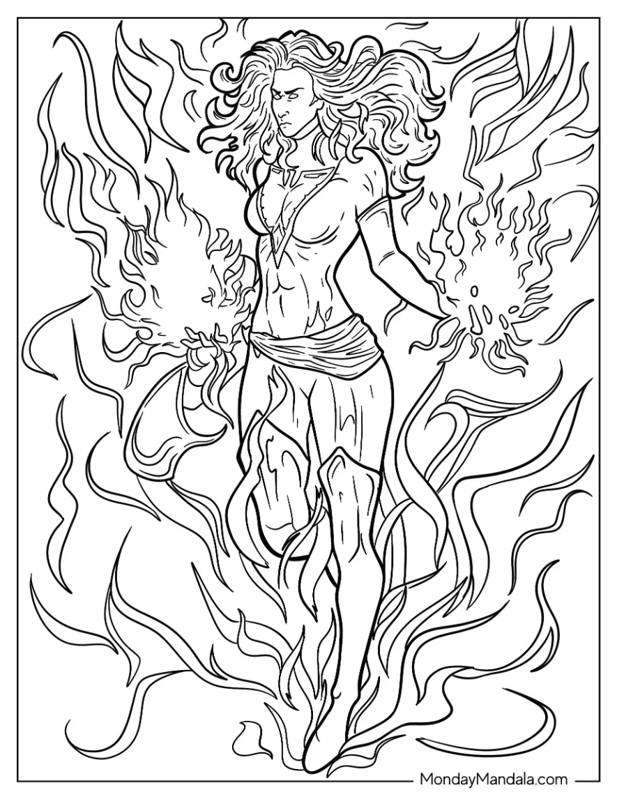 X-Men Coloring Page Of Phoenix Summoning Cosmic Energy coloring page