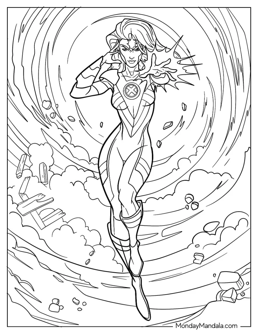 X-Men Coloring Page Of Phoenix Using Telekinesis coloring page