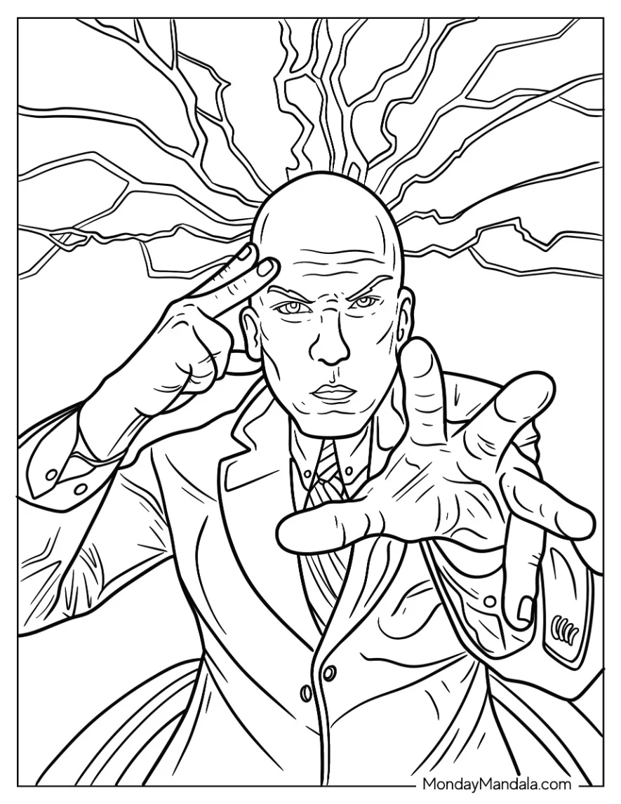 X-Men Coloring Page Of Professor X Using Telepathic Powers coloring page