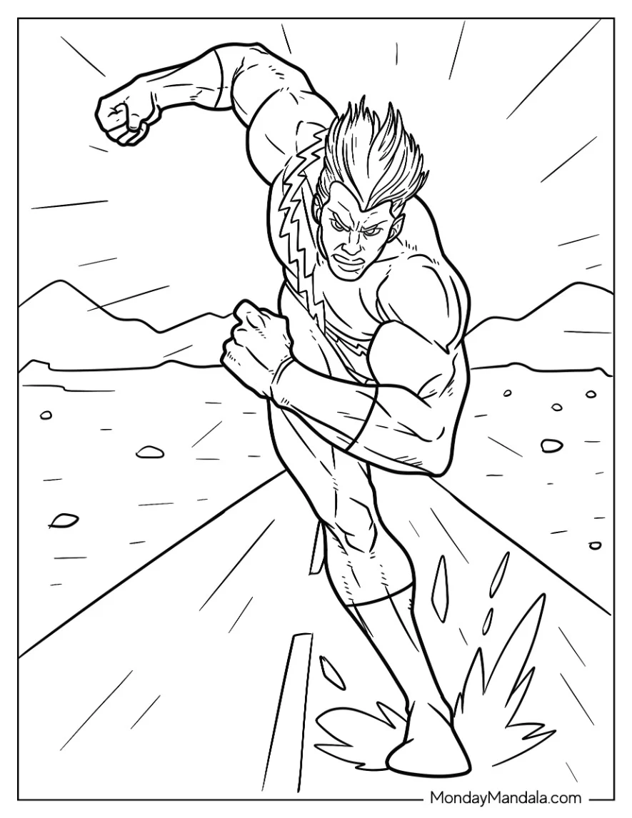X-Men Coloring Page Of Quicksilver Running coloring page