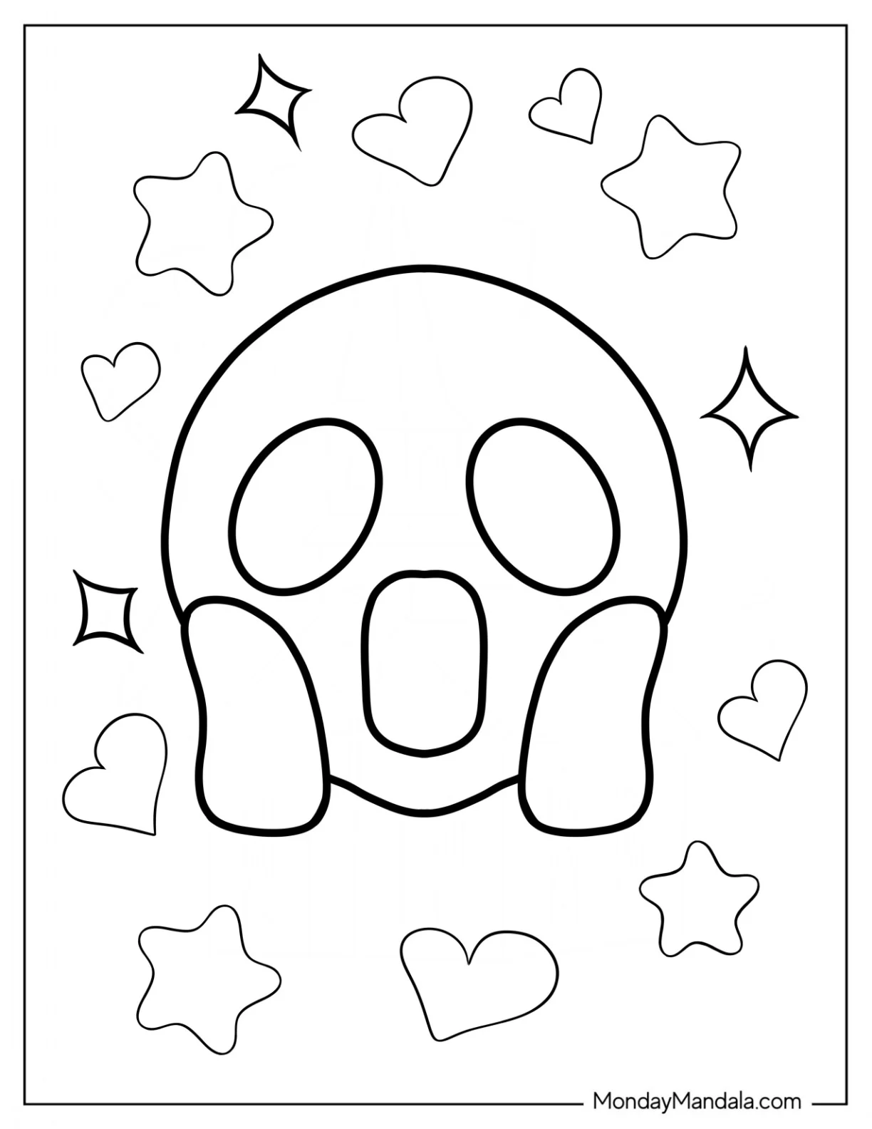 Face Screaming In Fear Emoji Coloring Page For Preschoolers coloring page — printable line art